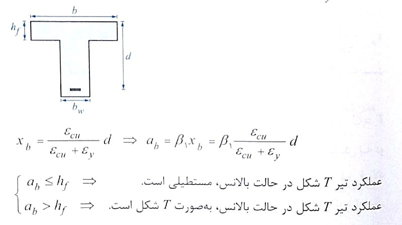 محاسبه فولاد بالانس در یک مقطع T شکل