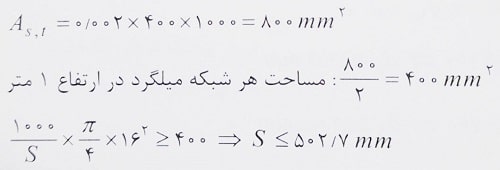 فاصله میلگردهای دیوار برشی از همدیگر