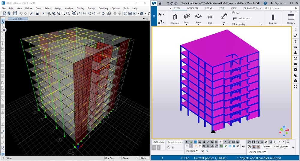 نحوه وارد کردن فایل از etabs به tekla structures