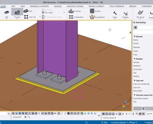 مدلسازی گروت زیر بیس پلیت در تکلا استراکچرز