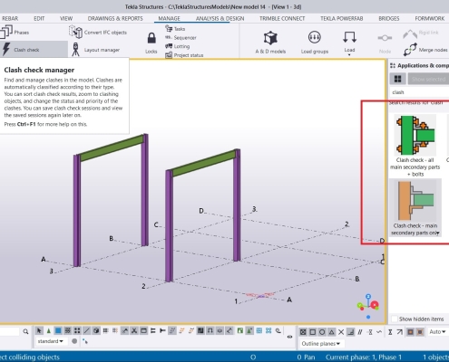 دستور Clash Check یا بررسی تداخل المان های سازه در تکلا استراکچرز