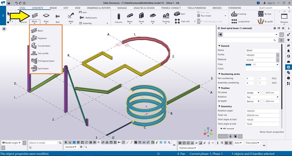 انواع تیرهای منحنی، کج، دوبل، اسپیرال در تکلا استراکچرز